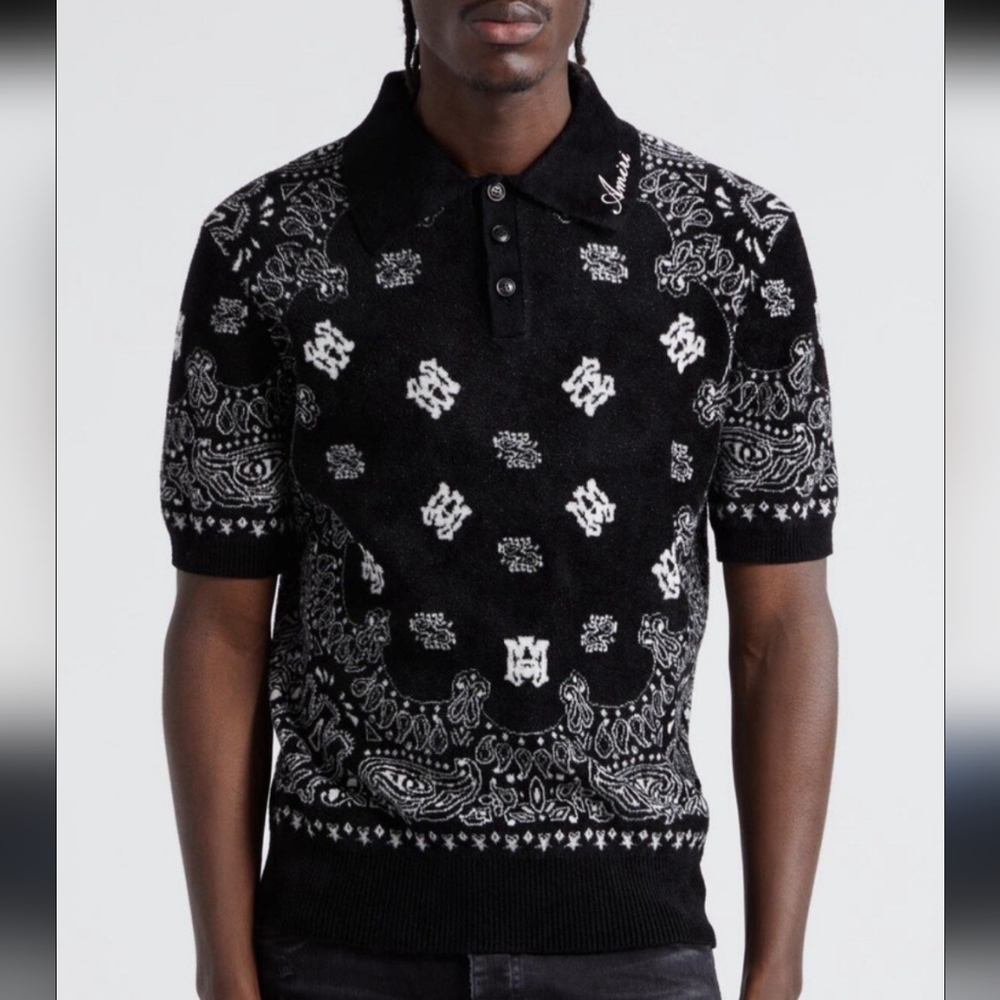 AMIRI Short Sleeve Polo Sweater